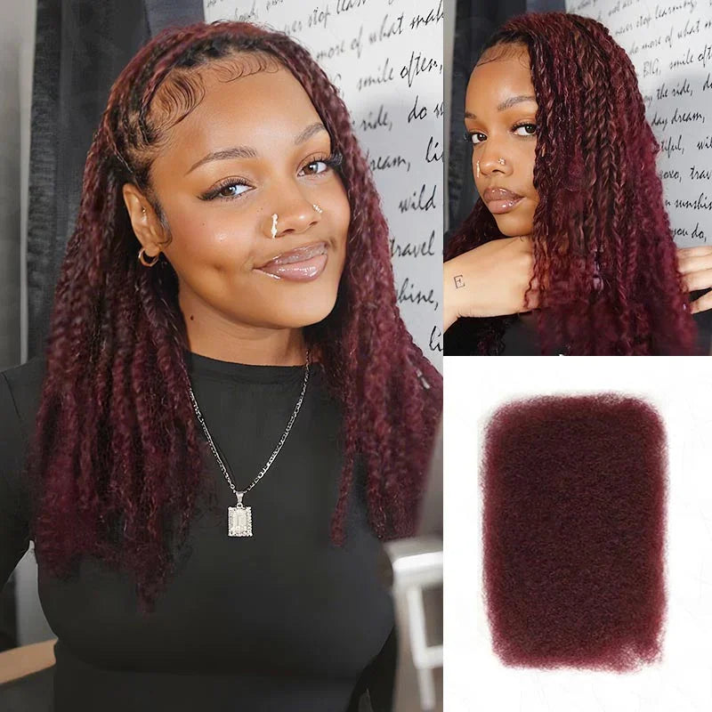 QVR Afro Kinky Bulk Human Hair Kinky Curly Bulk For Braiding DreadLock 50g/Pack Hair Extentions Natural Color No Attachment