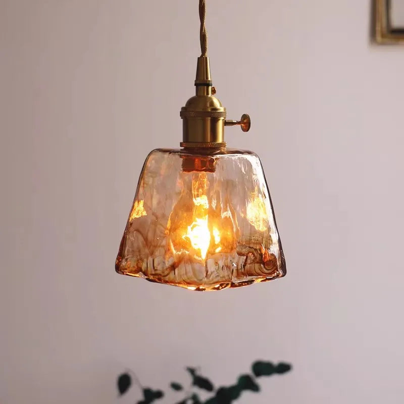 Modern Brass Glass Pendant Lamp - Kitchen Island Hanging Chandelier for Dining Room, Living Room & Bedroom Ceiling Lighting
