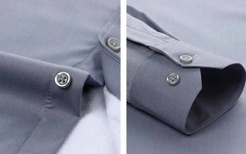 Men's Business Formal Lapel Shirts Autumn and Winter Thickened Warm Office Work Shirt Men Solid Color Casual Long Sleeve Tops