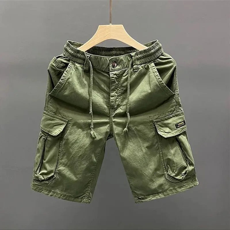 Men's Workwear Shorts Summer Heavyweight Pure Cotton Multi-Pocket Loose Outdoor Dirt-Resistant Wearable Five-Quarter Length