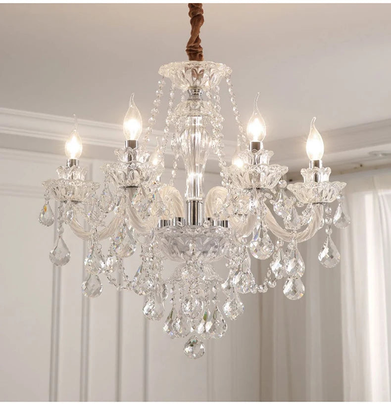 Luxury Home Crystal Chandeliers Villa Lighting for Living Room Decorate LED Ceiling Pendant Lights Indoor Hanging Lights Fixture