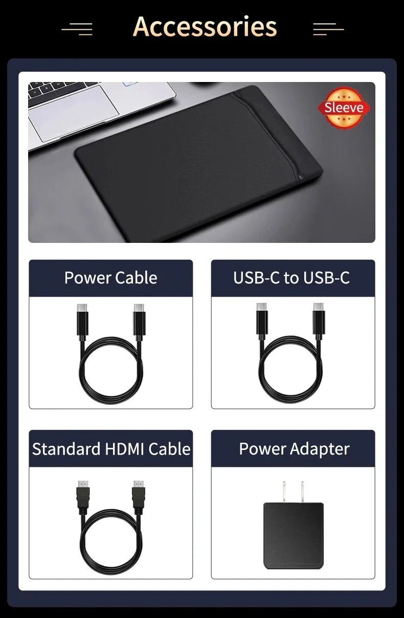 16 Inch 4K AMOLED Touch Screen Portable Monitor 3840*2400P 100%DCI-P3 500Nit 10Bit 100000:1 Display For PC Laptop Phone PS5 Xbox