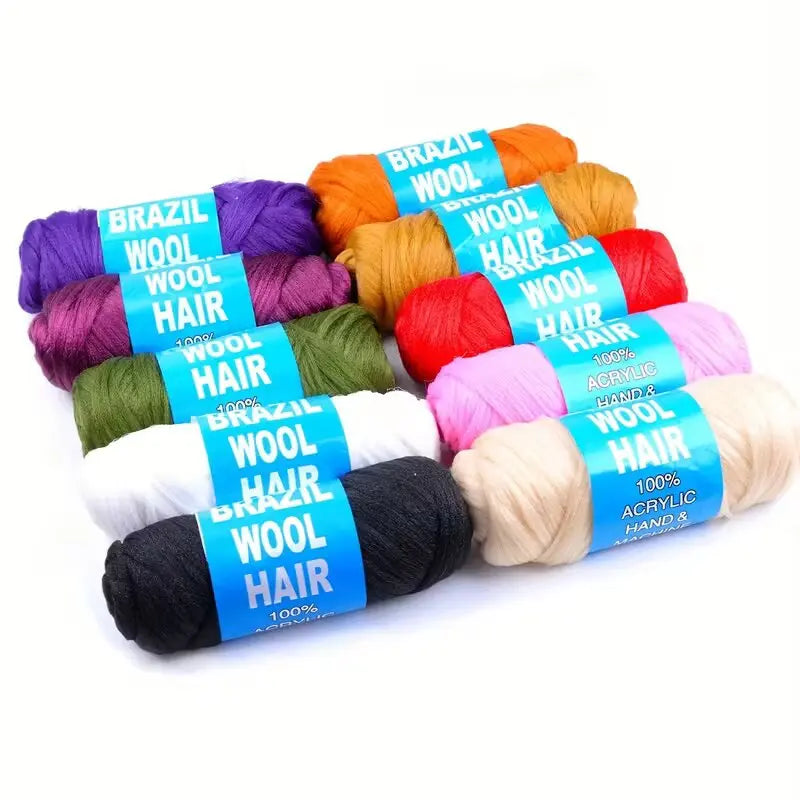 3 Pcs Brazilian Wool Acrylic Yarn for Braiding Synthetic Hair Extensions Crochet Box Senegalese Twist Jumbo Faux Locs for Women