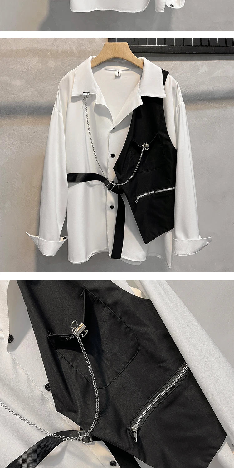 Autumn Men's Plus Size Casual Solid 2024 Dress Shirt Single Patch Pocket Long Sleeve Regular-fit Button-down Shirts B244