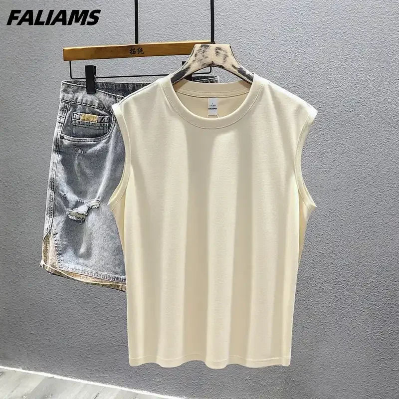 Men's Vintage Washed Purple  Top Casual Loose Sleeveless Vest