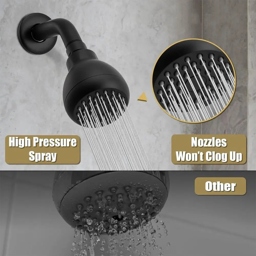 Silicone Nozzles Shower Heads Matte Black Powerful Water Flow Spray Shower Rustproof 360 Rotation Rain Shower Head Bathroom Use