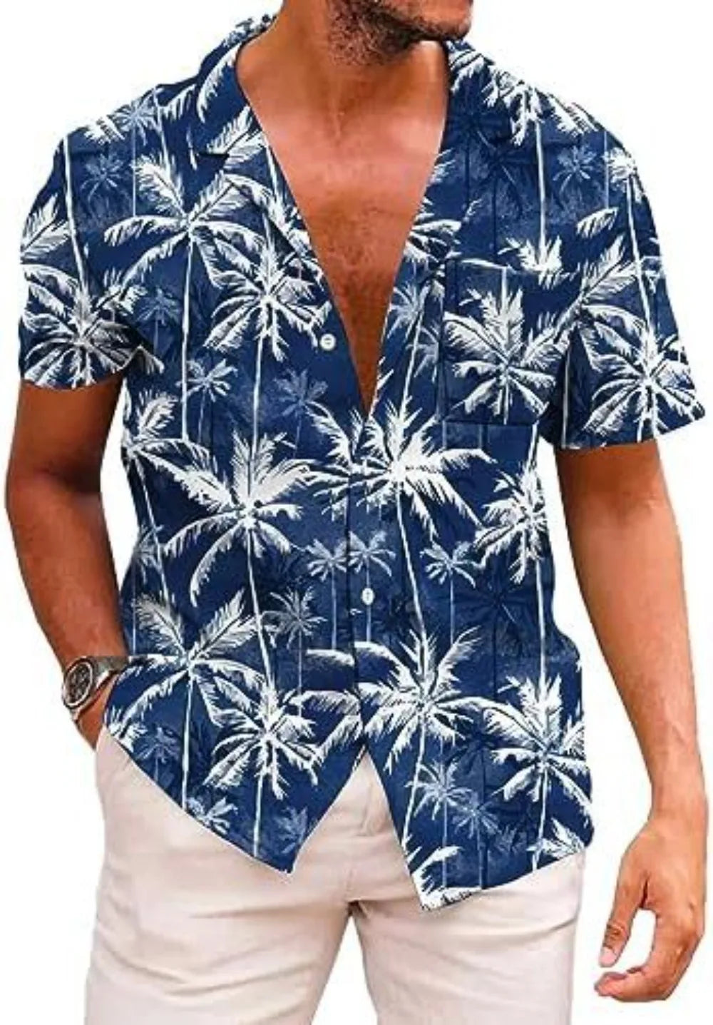 Summer Trendy Hawaiian Men's Palm Beach Shirt Tropical Vacation Clothing
