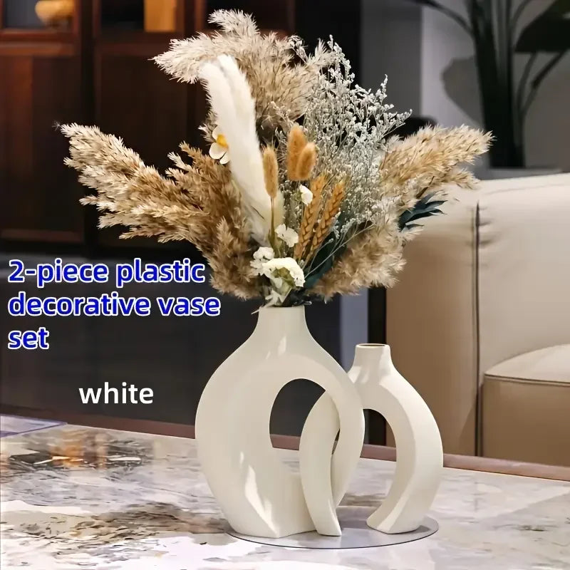 A Top-quality Plastic Vase Hollow Nordic Modern Vase Modern Home Decor Living Room Bookshelf Place Vases