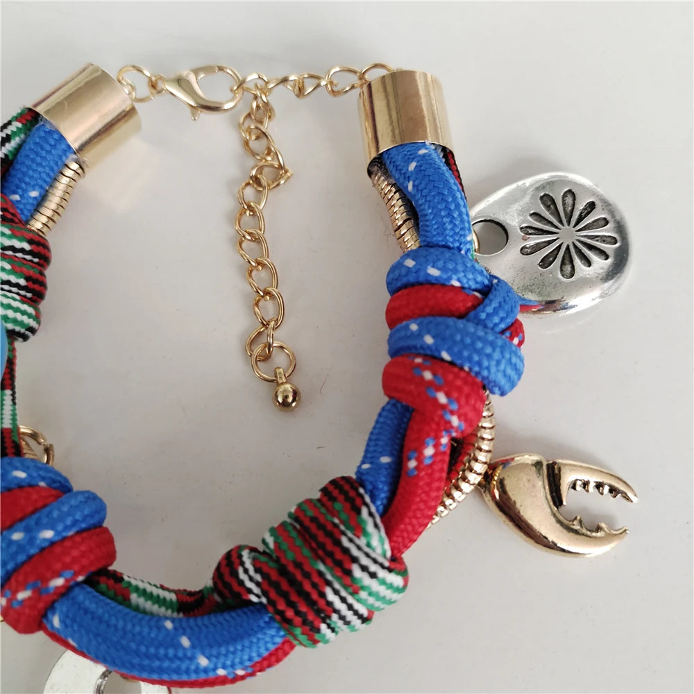 Fashion Trend Retro Sun Key Pendants Hand Woven Rope Choker Necklace Women Indian Ethnic Vintage Statement Necklace Lady Jewelry