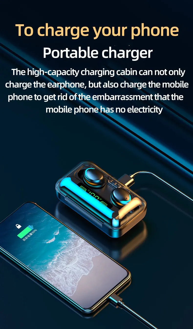 TWS Wireless Bluetooth 5.0 Earphones LED Display Sport Headset Power Display Waterproof For Android Mobile Phone Sport Accessory