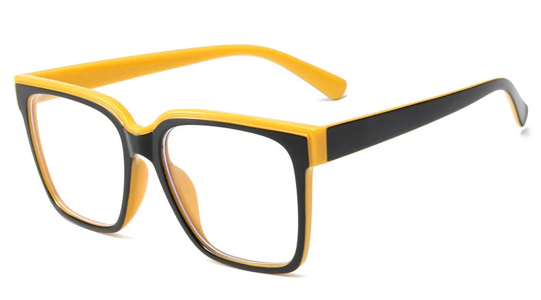 Fashion Double Color Women Cat Eye Glasses Frame Retro TR90 Clear Anti-Blue Light Eyewear Men Optical Blue Yellow Frame