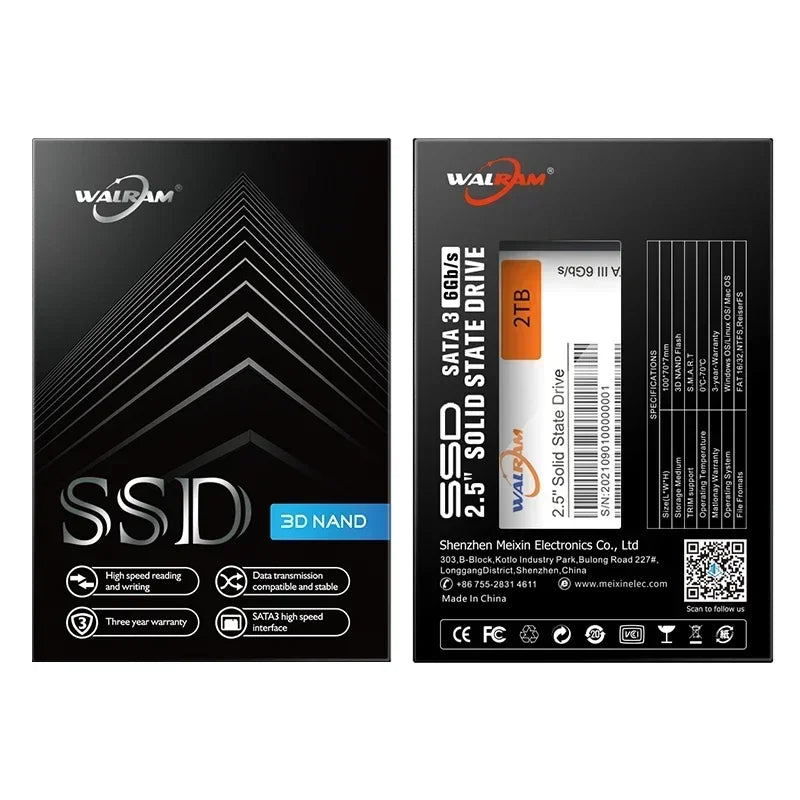 WALRAM 2.5 SATA 3 SSD 1 TB HDD Laptop Internal SATA3 Hard Disk 1TB 512GB 240GB 256GB 128GB 120GB Solid State Drive For Desktop