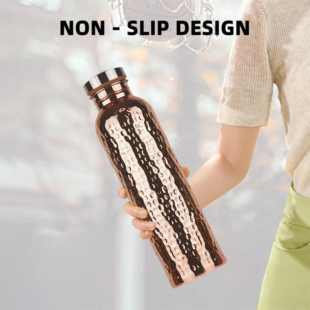 800ML Copper Water Bottle Anti-Slip Silicone Base One-Click Open Lid Leakproof Sports Bottle Thermal Insulation