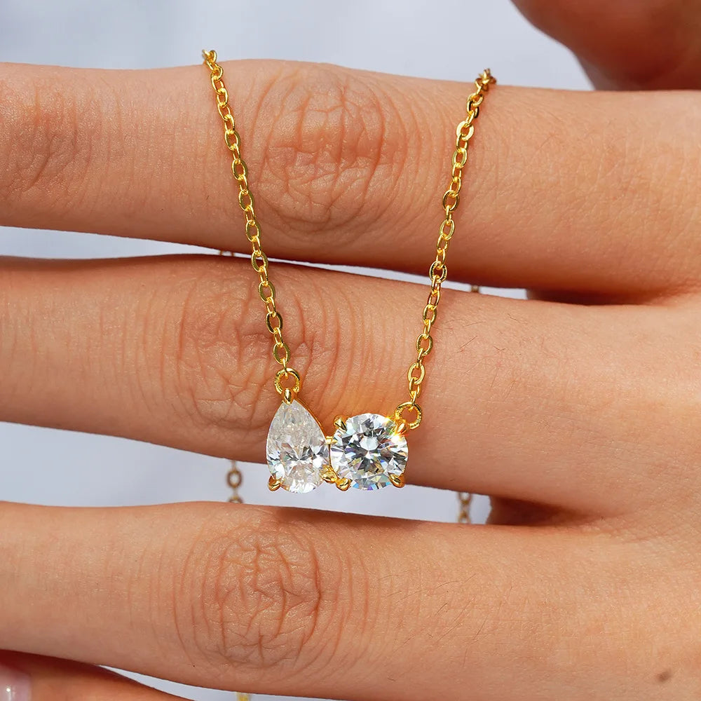 1CT / 2CT Emerald Heart Pear Princess Moissanite Diamond Pendants Necklaces For Women S925 Silver Fine Jewelry Women's Pendants
