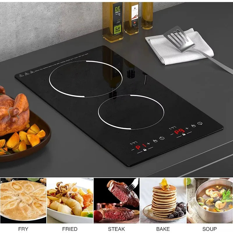 Commercial Built-In 2 Plates Electric Stove Induction Cooker Infrared Cooker Touch Screen Double Cooker Burner Induction Cooktop