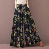 High Waist Drawstring Straight Women Pants 2024 Spring Fashion Loose Trousers Vintage Printed Casual Ladies Wide-Leg Long Pant
