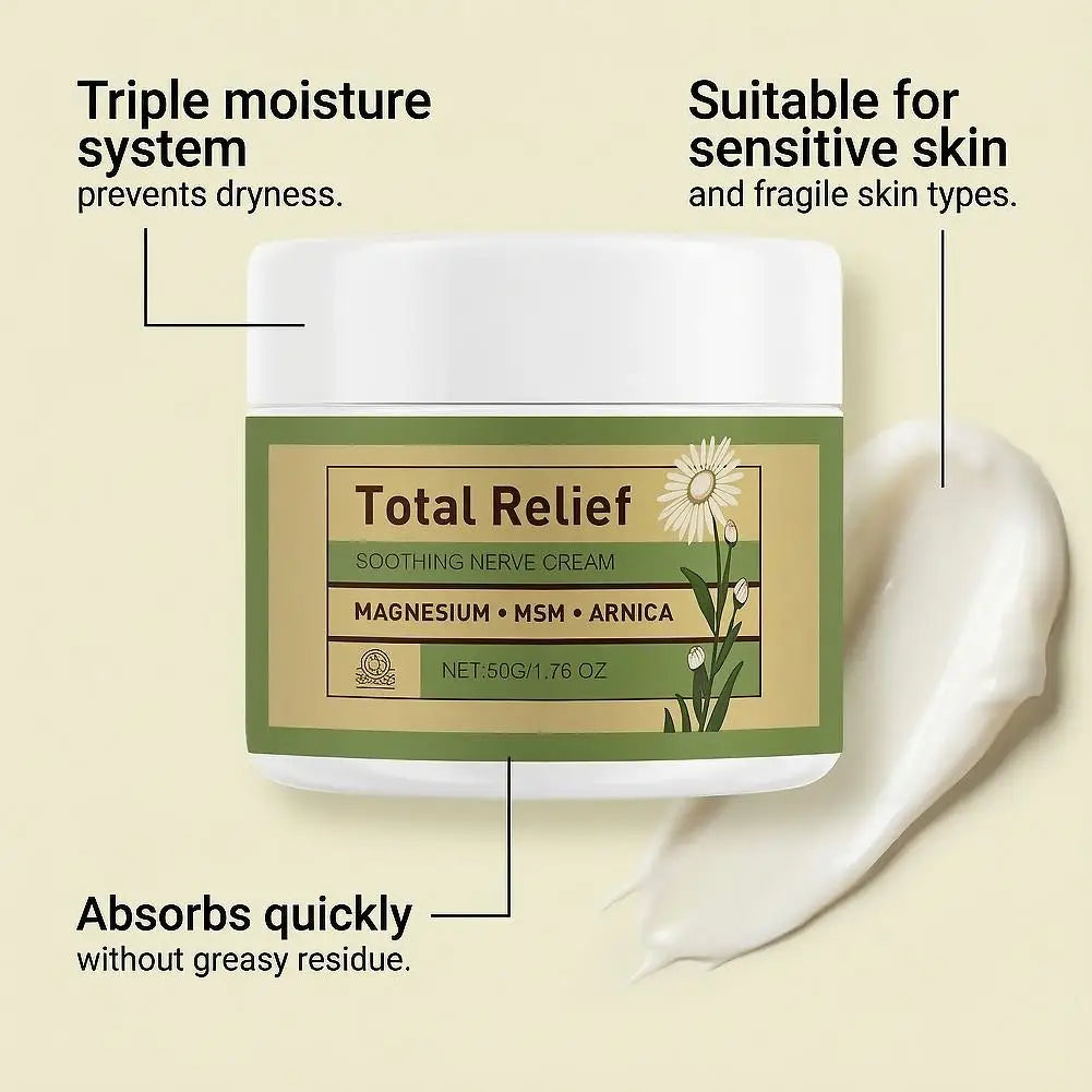 Natural Nerve Relief Cream With Magnesium Arnica Gentle Plant-Based Body Butter For Soothing Skin Care