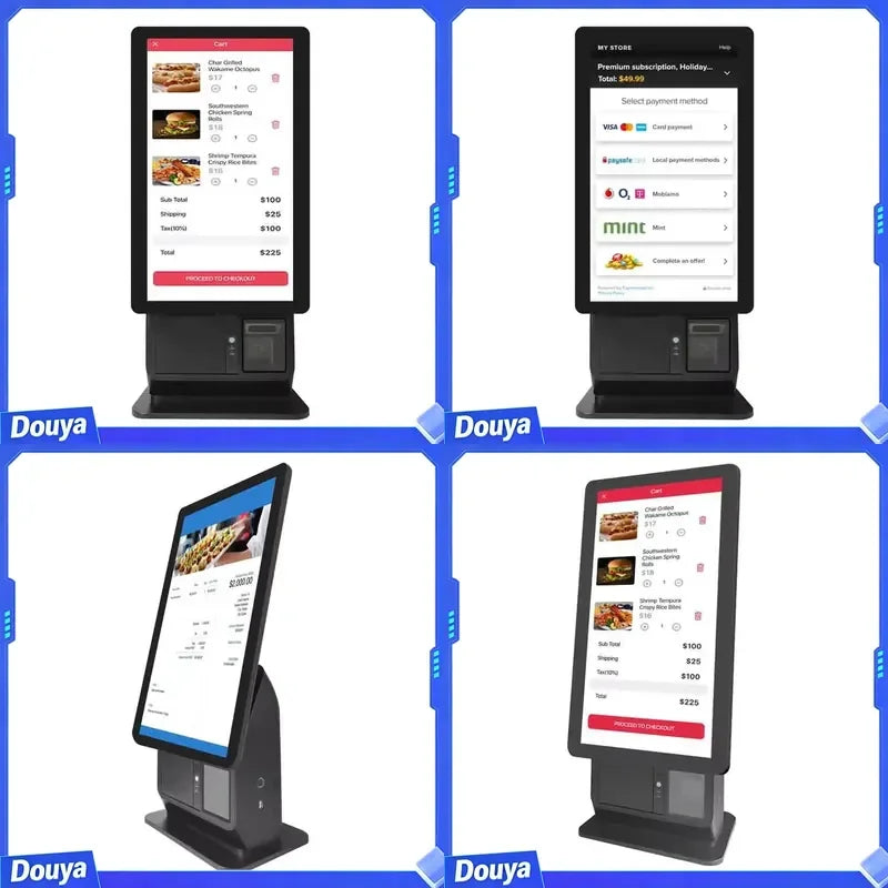 Restaurant Pos System All in One Touch Screen Wall Mounted Self Service Ordering Payment Kiosk