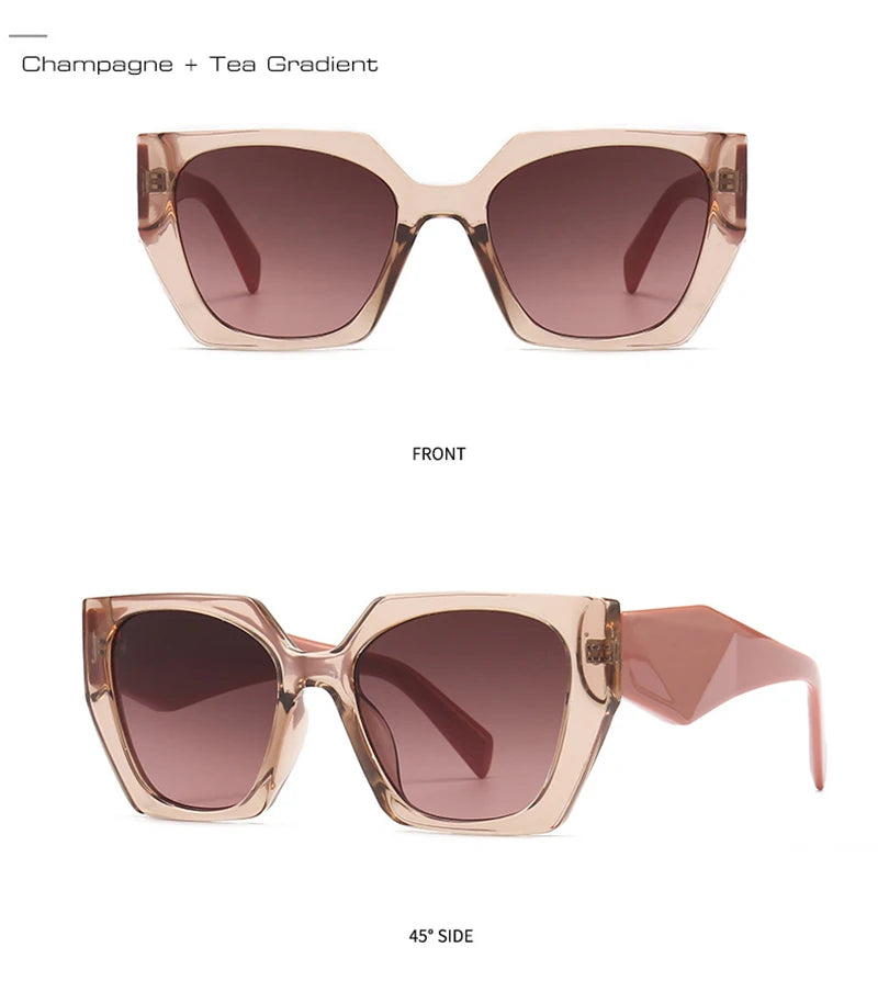SHAUNA Retro Polygon Cat Eye Women Sunglasses Fashion Brand Designer Colorful Gradient Men Sun Glasses Shades UV400