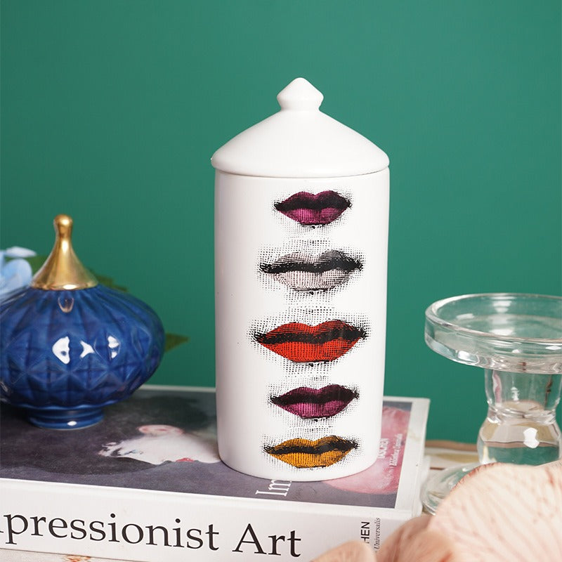 Modern Ceramic Jewelry Cosmetic Cotton Swab Storage Box Candle Holder Tabletop Building Craft Decoration Scented Candle Jar New