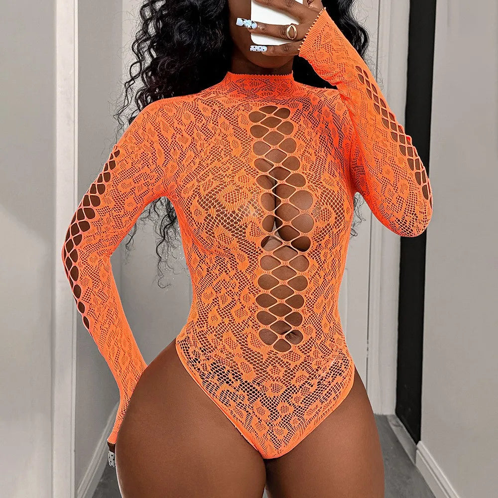 Hot Sexy Lingerie For Woman Fishnet See-through Bodysuit Fancy Lace Underwear Porn Costume Bodystockings Mesh Bikinis Erotic