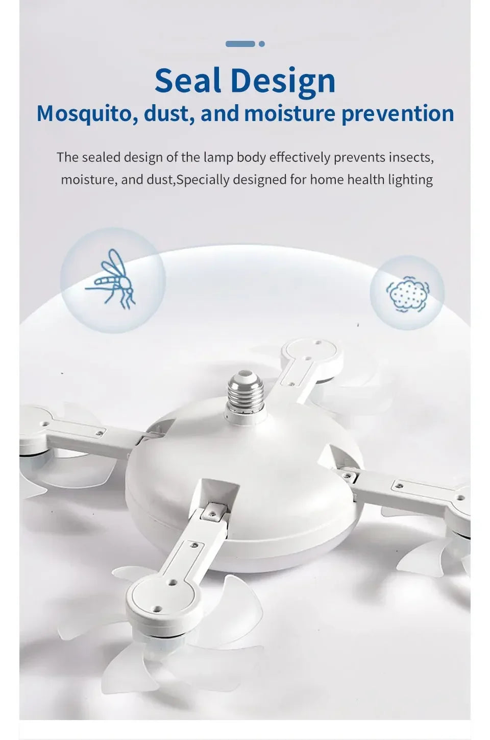 E27 Fan Light 2-in-1 60W  Drone Design Ceiling Fan Light with Remote Control AC85-265V Fan Lighting Bulb for Home Restaurant