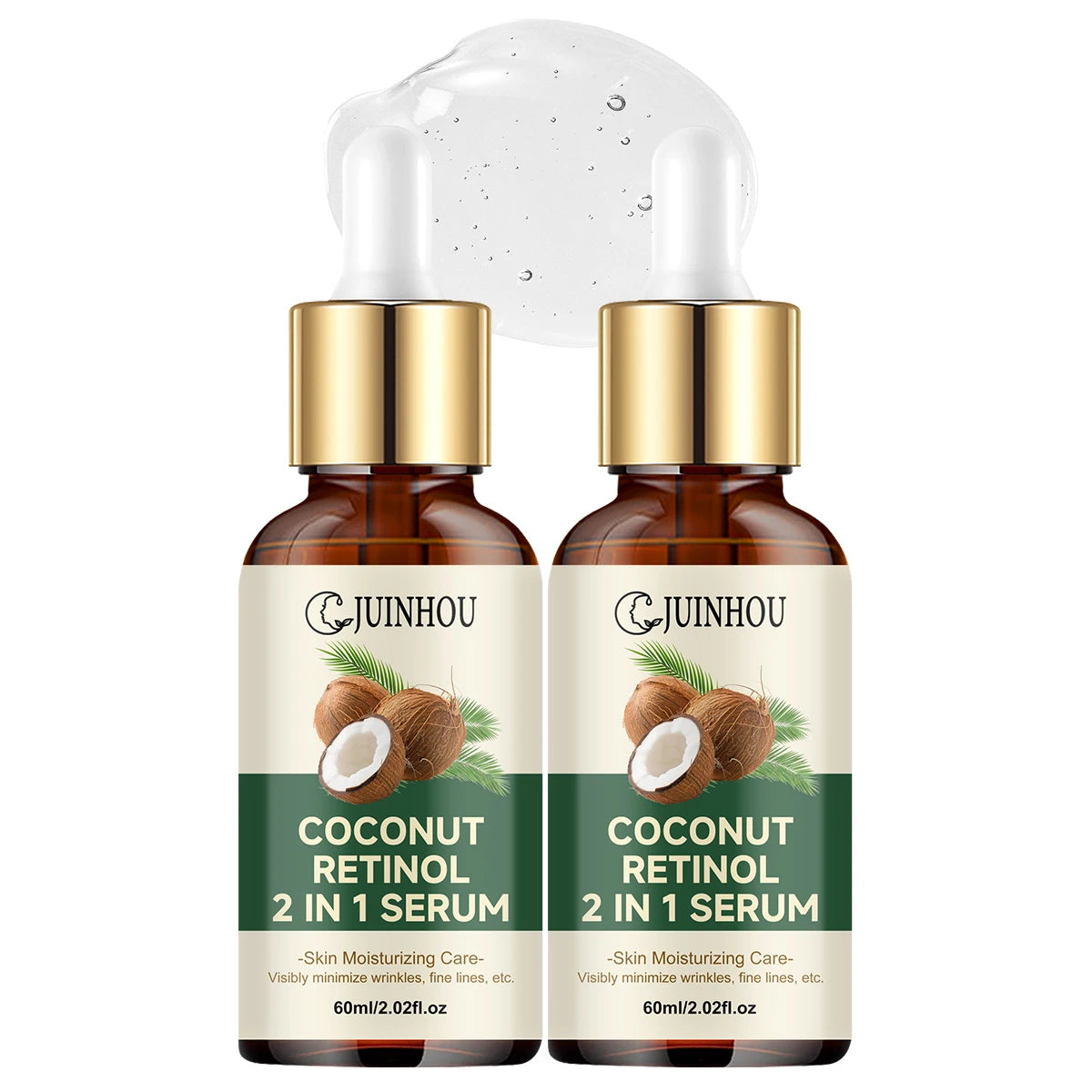 JUINHOU Natural Coconut Oil Face Serum Hydrating Moisturizer Skin Reduce Dryness Gentle Daily Skin Care Serum For All Skin Types