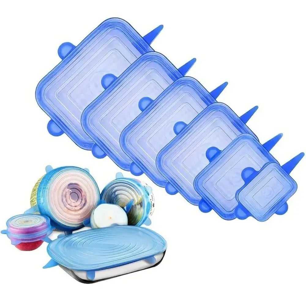 6PCS Food Reusable Fresh-keeping Cover Kitchen Gadgets Non-slip Bowl Cap Stretch Silicone Lids