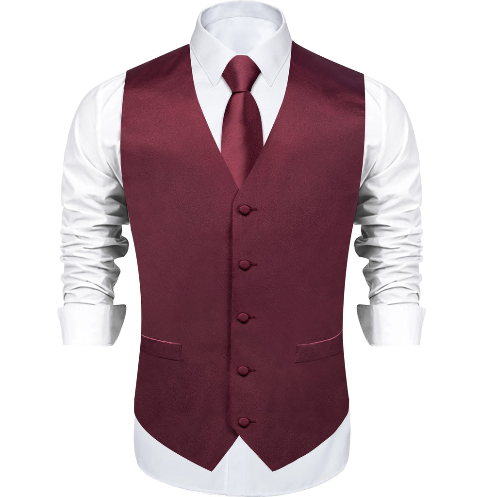 Satin Men's Solid Blue Suit Vest with Tie Handkerchief Cufflinks Business Formal Waistcoat Wedding Prom Men Sleeveless Jacket