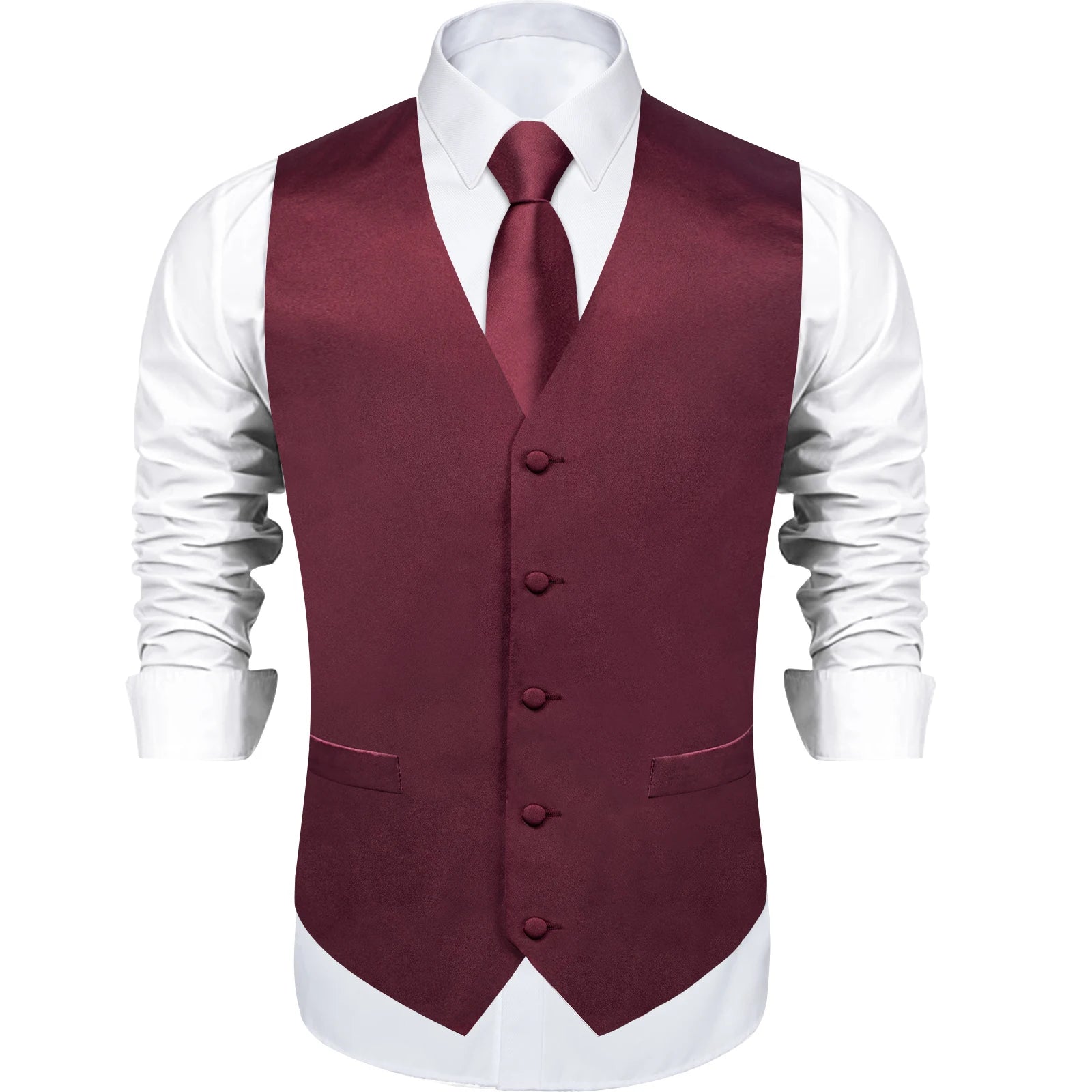 Satin Men's Solid Blue Suit Vest with Tie Handkerchief Cufflinks Business Formal Waistcoat Wedding Prom Men Sleeveless Jacket