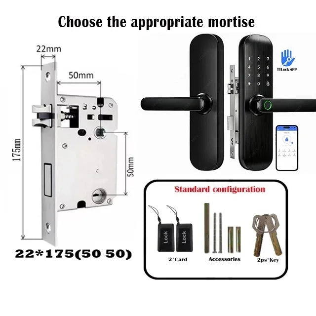 TTLock / Tuya WiFi Smart Fingerprint Door Lock Biometric Digital Lock with RFID Card Password for Hotel Home