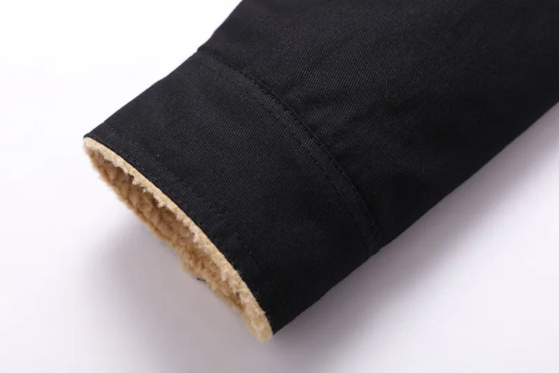 Jacket Men Solid Coat Turn Down Collar Single Breasted Full Sleeve Slim Fit Work Casual Pocktes Thick Warm Jackets Autumn Winter