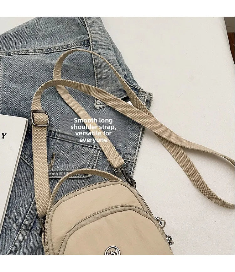 Casual Oxford Fabric Mobile Phone Bag Women's Crossbody Bag Lightweight Trendy Single Shoulder Canvas Bag for Walking