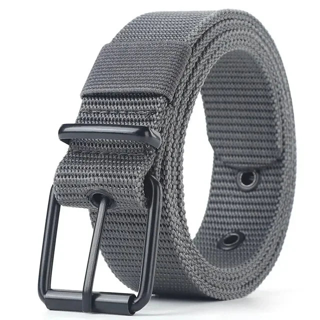 New Men Belt Porous Canvas Pin Buckle Leather Belt Outdoor Sports Belt Women's Trendy Eyelet Belt With Jeans Belt For Men Women