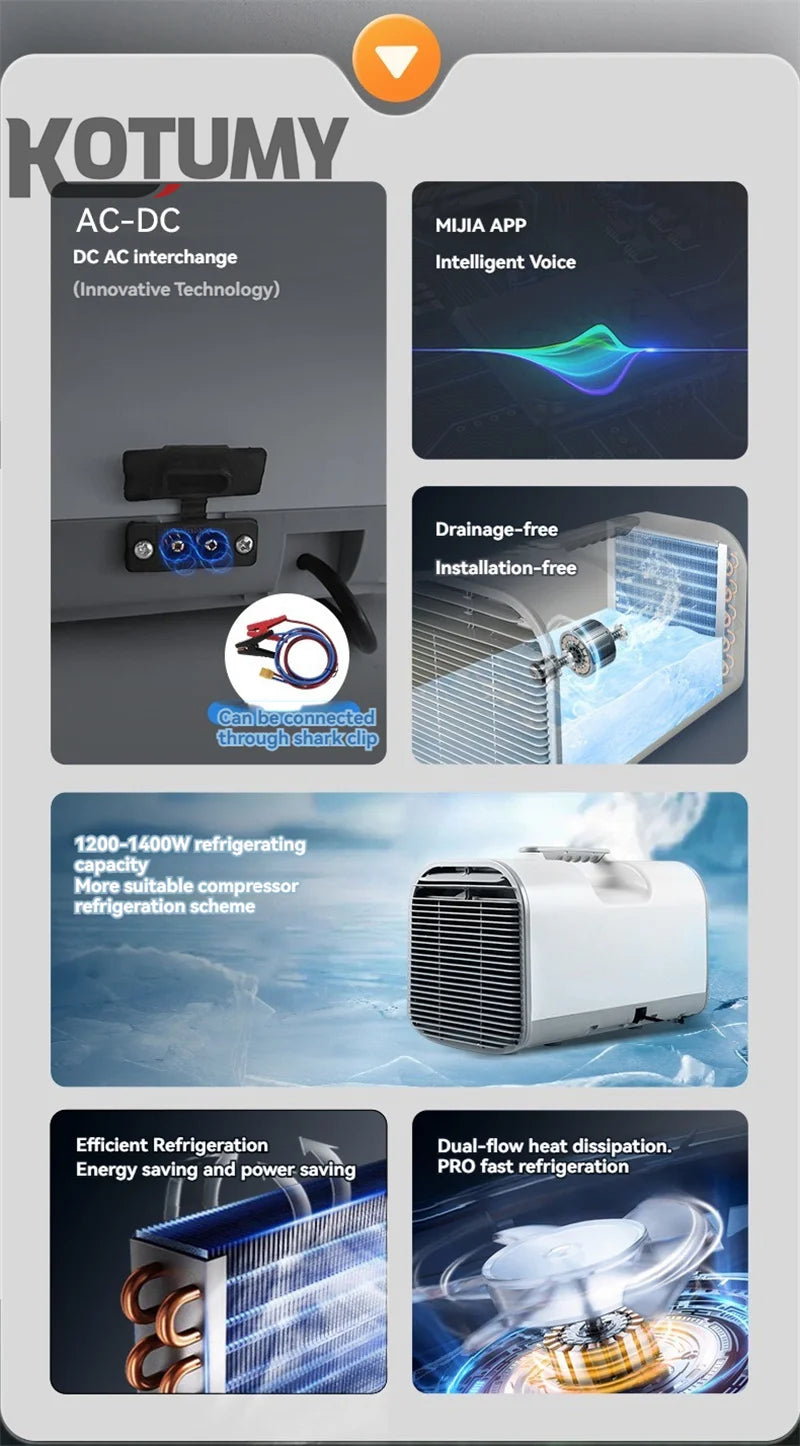 CHKJ Portable Air Conditioner Outdoor Camping Cooler with Remote Control And Audio Intelligent Hidden Panel 110v/220v