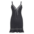 Sexy Lace Splice Polka Dot Strap Dress High Waist A-Line Skirt V-Neck Bodycon Short Dress Casual Summer Fashion for Women