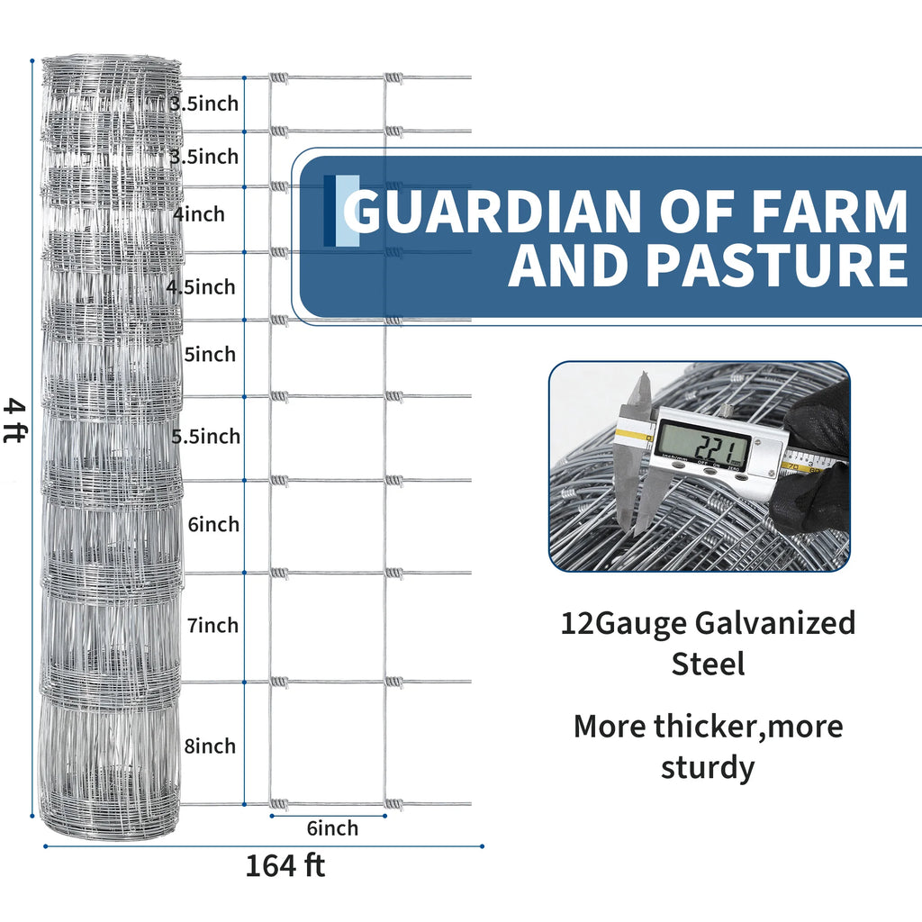 Livestock Fence, Galvanized Wire Fencing, Cattle Farm Fence, Heavy Zinc Coated Deer Goat Cattle Fence for Farm Yard Livestock Protection