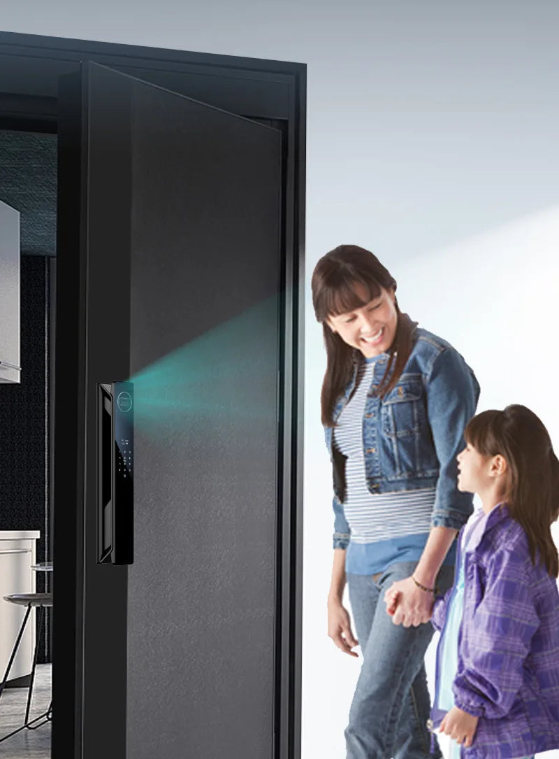 Visual Smart Door Lock 3D Face Recognition HD Indoor Screen Camera Monitoring WiFi App Remote Intercom Security Steel Door Cloud