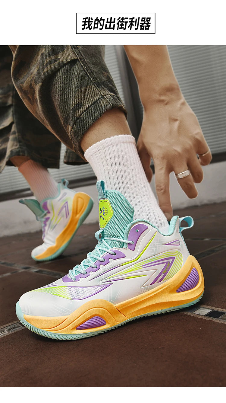 Men's Athletic Basketball Sneakers Breathable Cushioning Non-Slip Wearable Gym Training Running Shoes for Men And Women