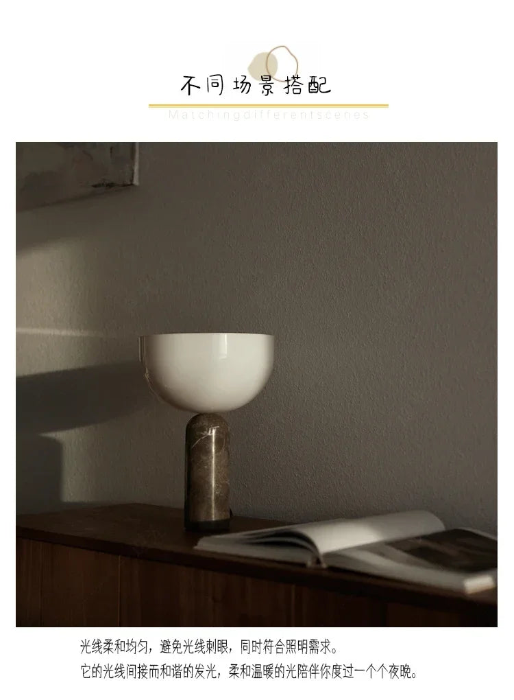 LED Minimalist Touch Mushroom Lamp Designer Marble Table Light Study Room Office Desk Lamp  Living Room Bedroom Beside Lamp