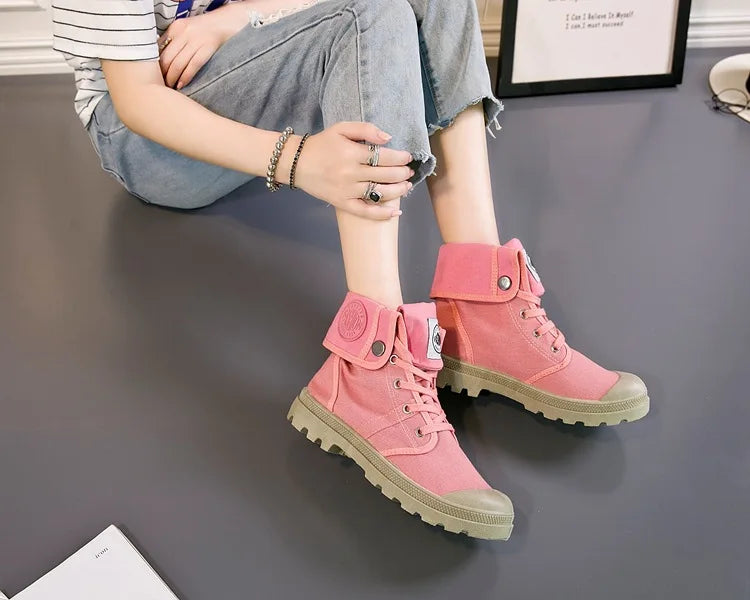 New Canvas Shoes Women Work Boots Palladium Style Fashion High-top Breathable Ankle Casual Shoes Female High Quality 35-41