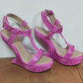 Snakeskin T-tied Open Toe Heelless Sandals Women Python Pattern Ankle Strap Platform Wedge Heels Sandals Lady Fashion Sexy Shoes