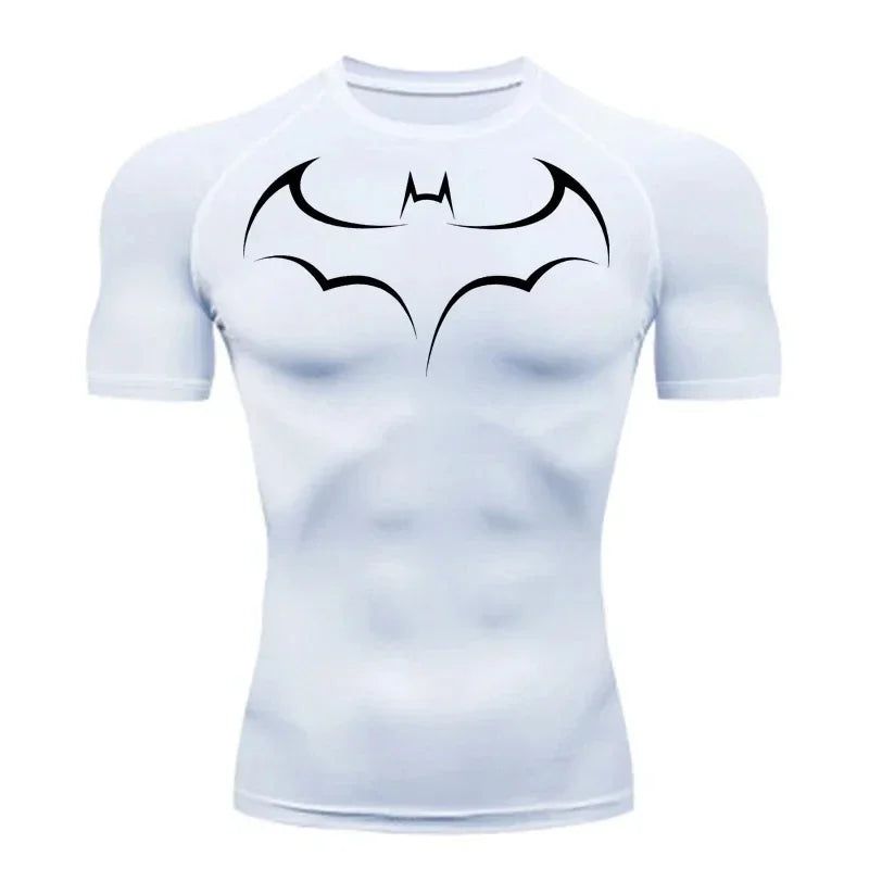 Bat Printed Men's Tight T-Shirt Running Compression Compression T Shirt Gym Fitness Jogging Short Sleeve Male Casual Shirt Tops