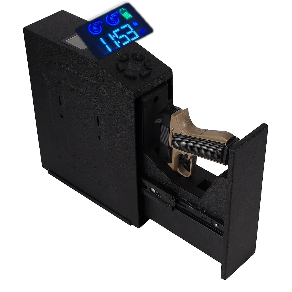 Tuya BLE Gun Safe Box Biometric Fingerprint Key Code 3-in-1 Wall Mounted Pistol Safes Box Anti theft Certified Handgun Safe