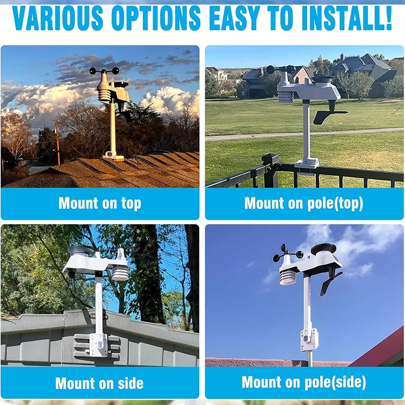 Multifunction Wi-Fi Weather Station Solar Outdoor Sensor Internet Wireless Weather Station Remote Monitoring System Rain Gauge