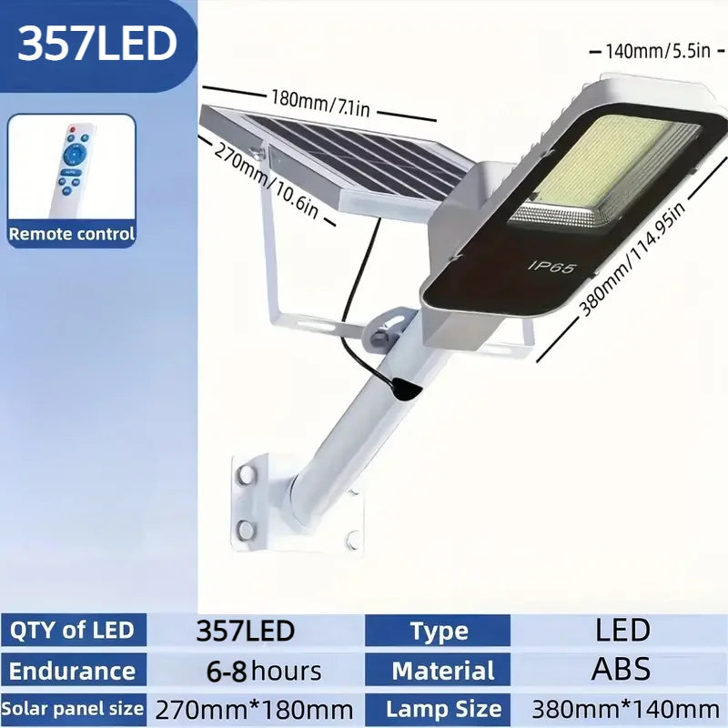 357LED Powerful Outdoor Solar Street Light 6500K IP65 Waterproof 4000/3000mah Street Light For Garage Garden Wall Lamp
