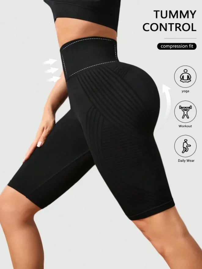 Anti-Cellulite 3D Compression Biker Shorts High Waisted Butt Lifting Tummy Control Training Cellulite Slimming Workout Shorts