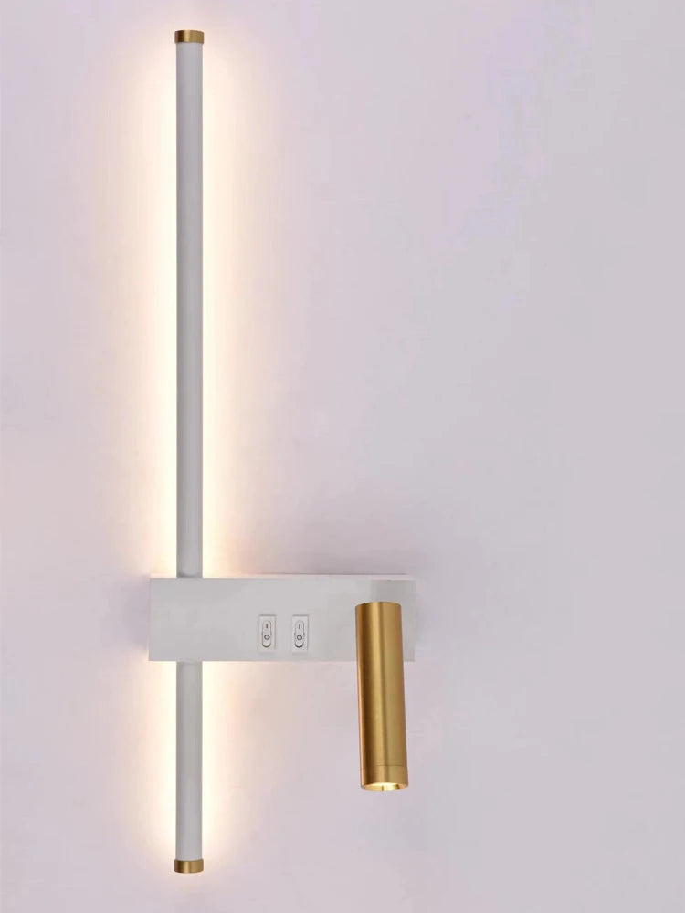New Reading With Switch Minimalist Wall Lamps Bedroom Bedside Strip Lights Nordic 2023 Master Bedroom Line Background Wall Lamps