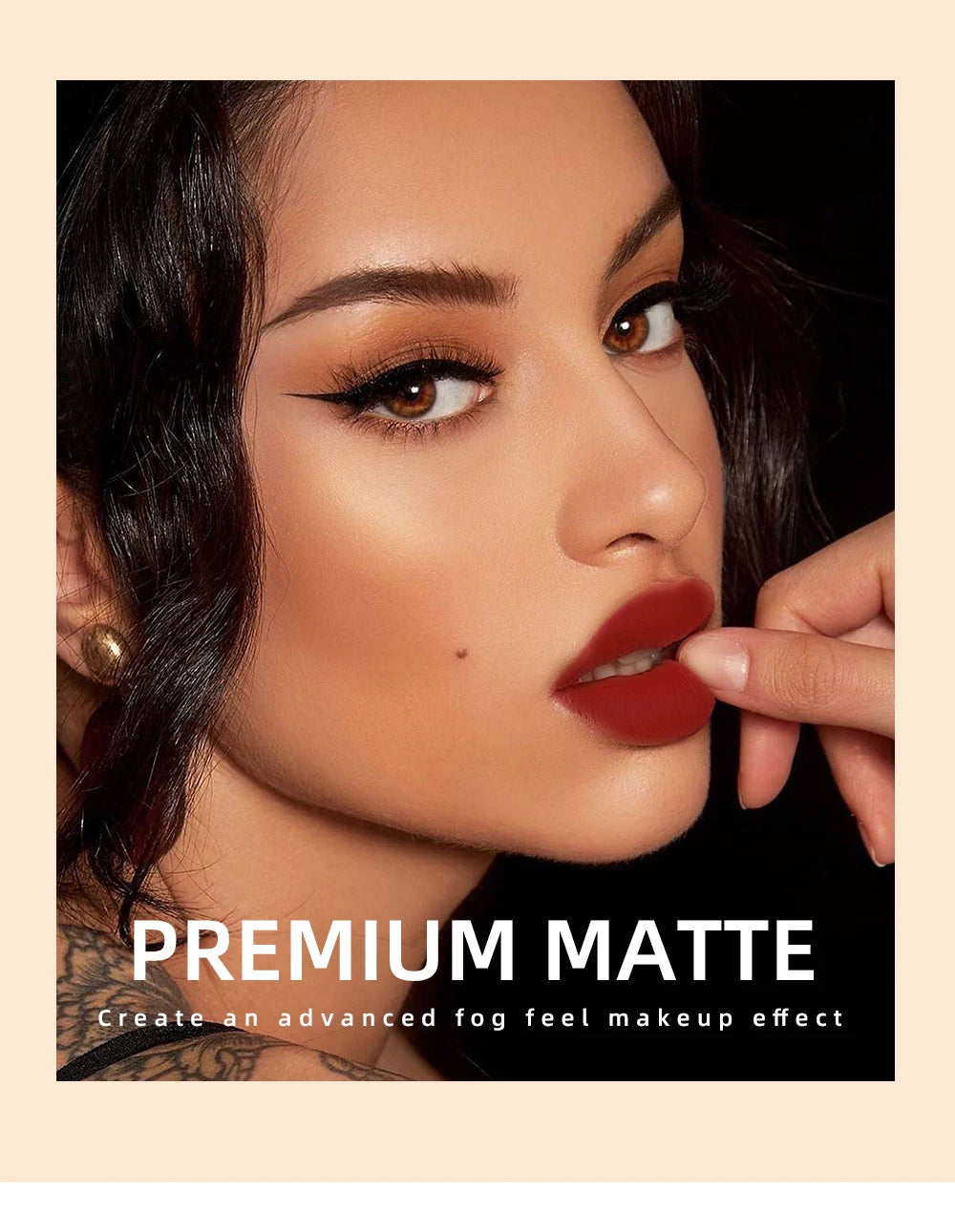 QIBEST Sexy Red Lip Gloss Long Lasting Velvet Matte Liquid Lipstick Waterproof Lip Makeup Nonstick Cup Purple Lip Tint Black