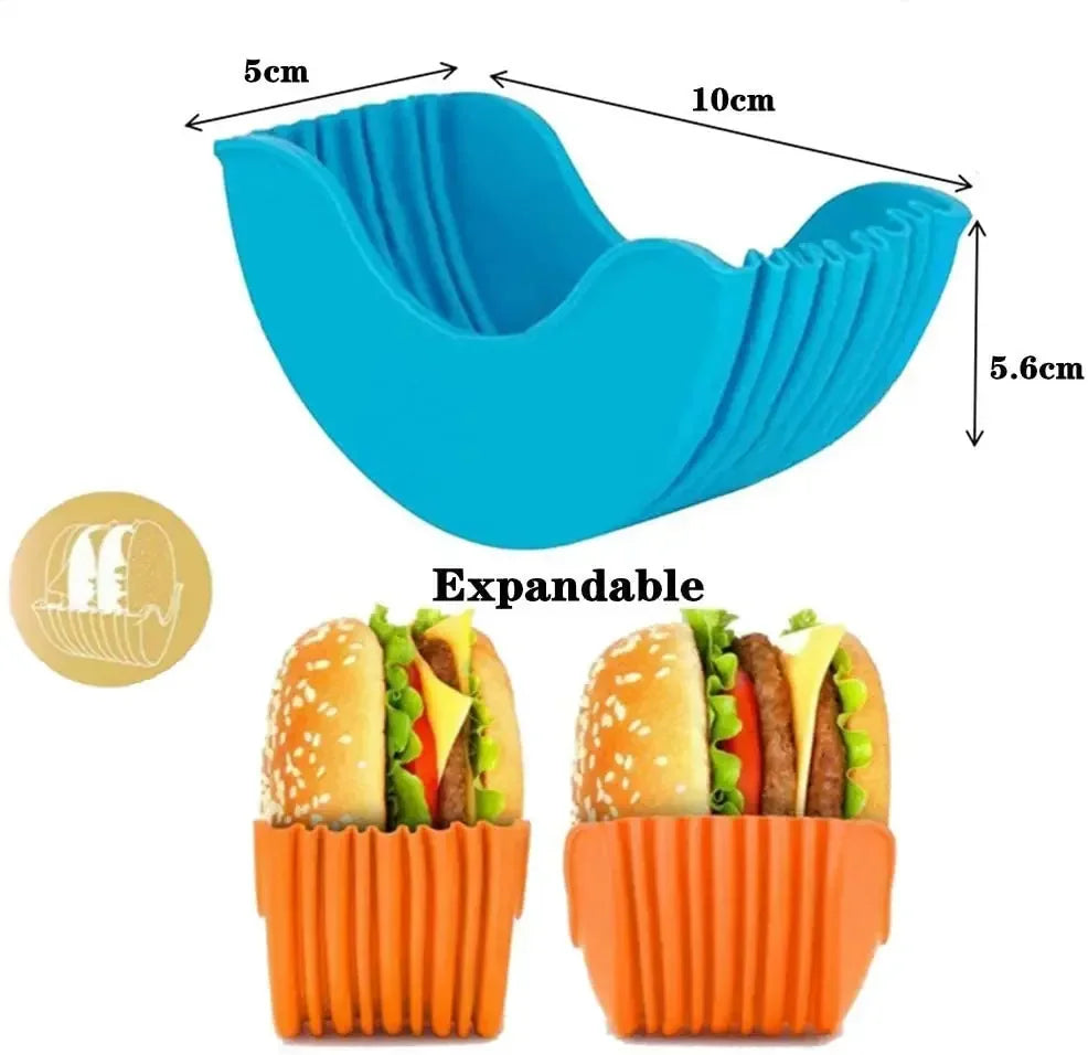 1-4pcs Reusable Burger Rack Useful Gadgets Silicone Frame Burger Tool Holder Shelf Storage Kitchen Organizer Tools Dining Bar LI